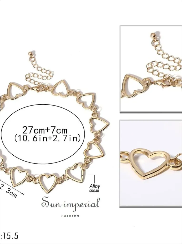 Korean Sweet Love Heart Choker Necklace Statement Gold Silver Collier Necklace