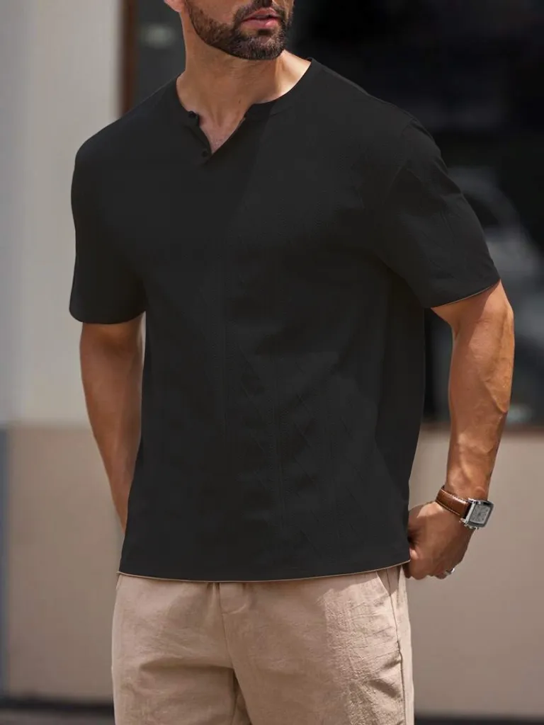 Korean Texture V Neck Casual Shirt