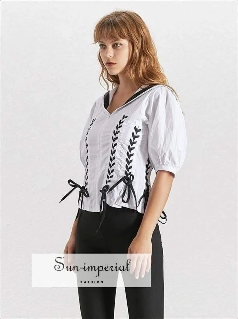 Lara top - Casual Blouse for Women O Neck Puff Sleeve Tunic Shirt Female Fashion Preppy