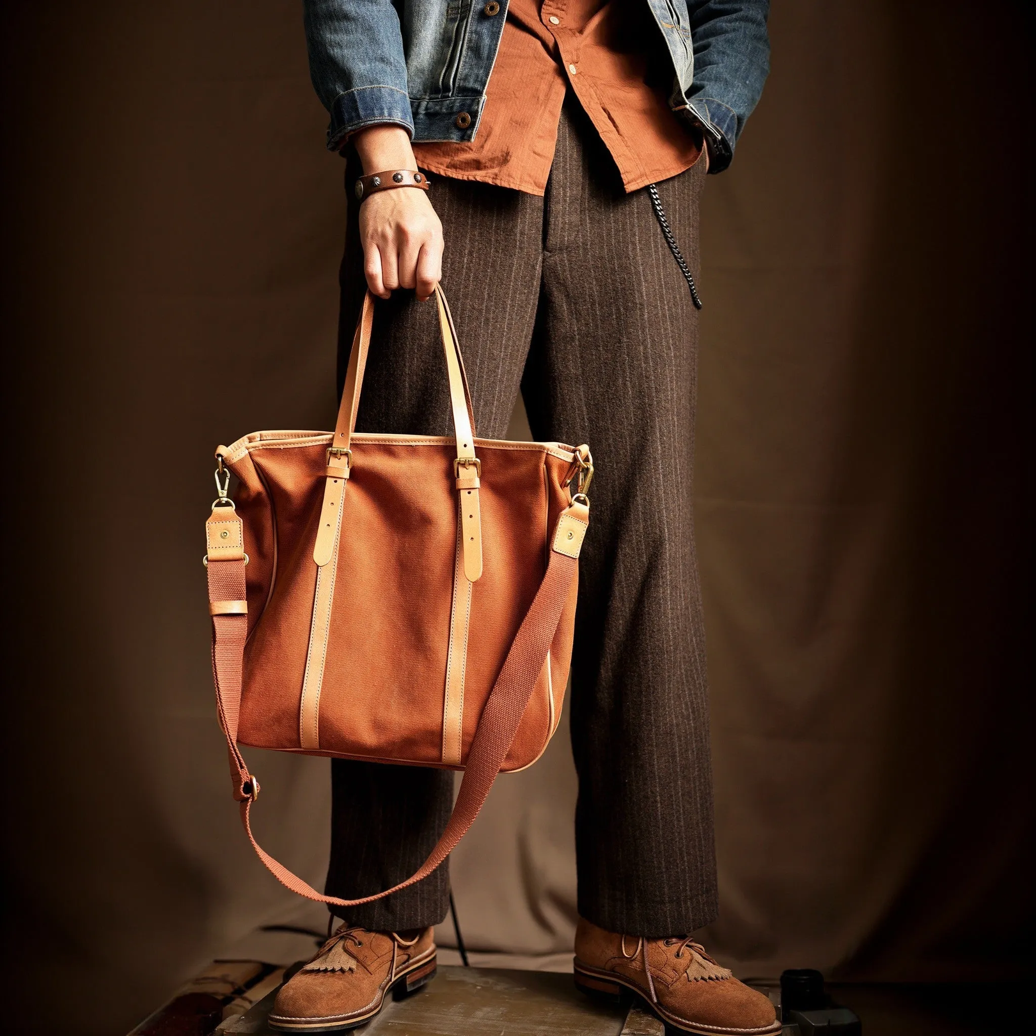 Leather Canvas Tote Bags Crossbody For Men And Women Laptop Bag-i7bags