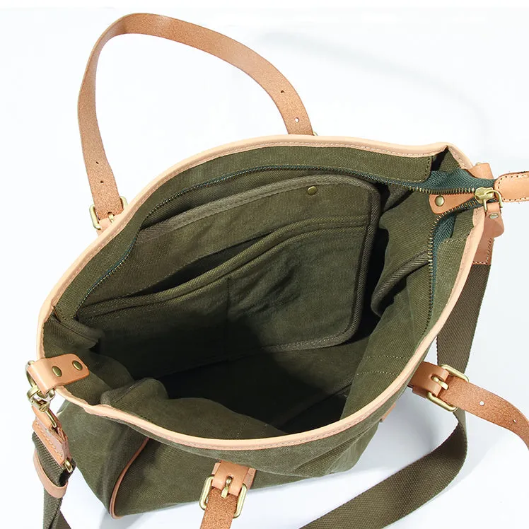 Leather Canvas Tote Bags Crossbody For Men And Women Laptop Bag-i7bags