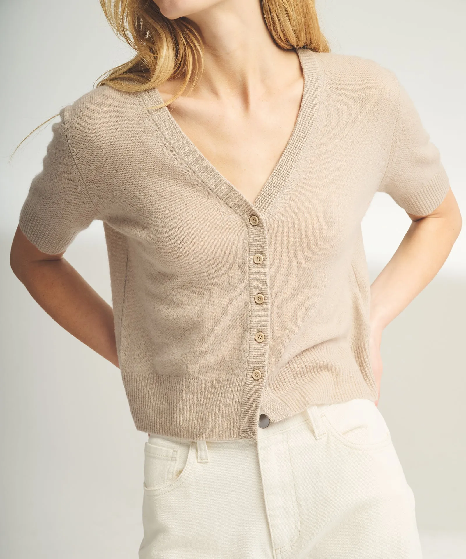 Lightweight Cashmere Short Sleeve Cardigan