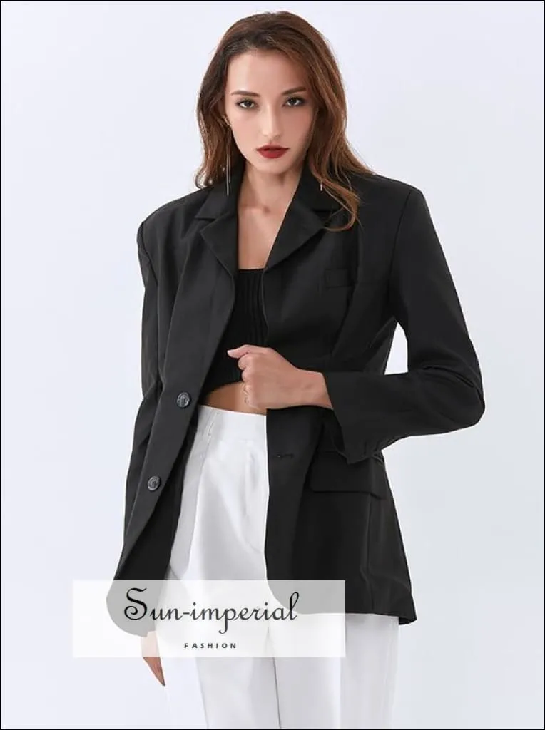 Long Sleeve Hot Pink Women Blazer Coat