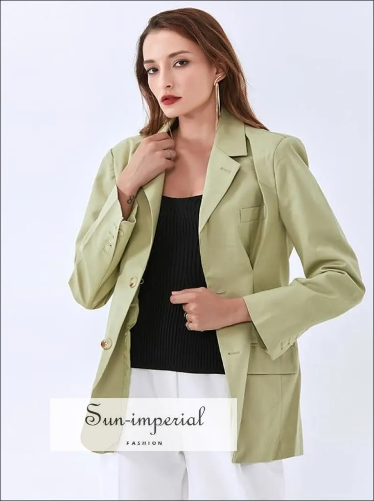 Long Sleeve Mint Green Women Blazer Coat