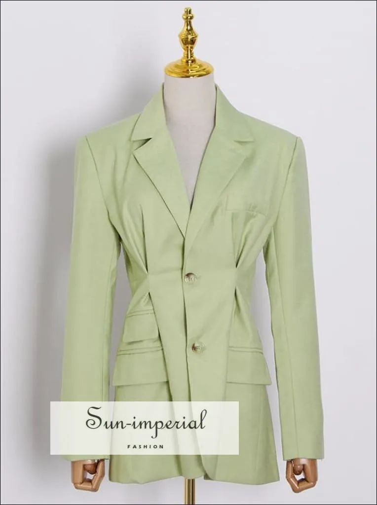 Long Sleeve Mint Green Women Blazer Coat