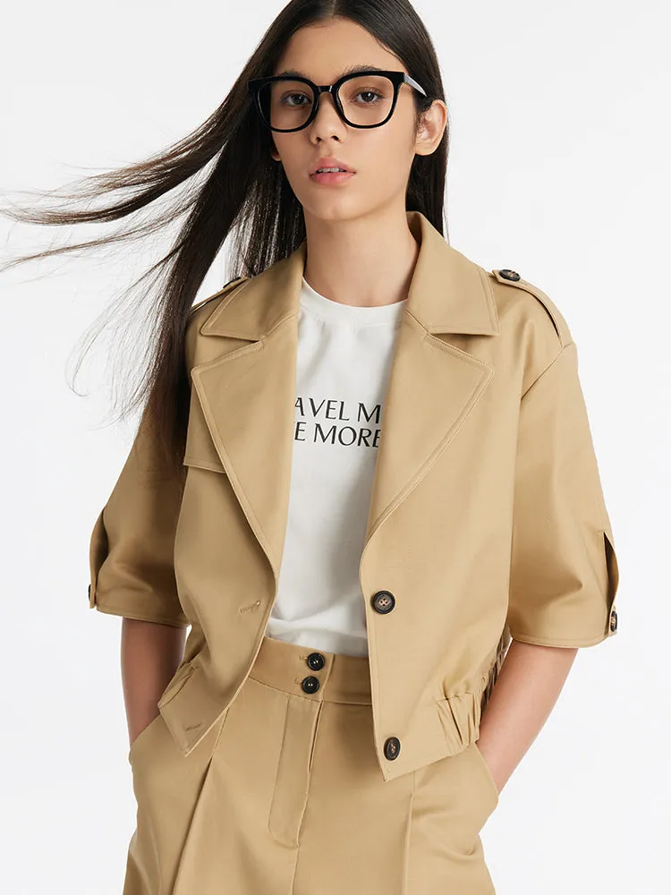 Loose H-Line Lapel Women Crop Jacket