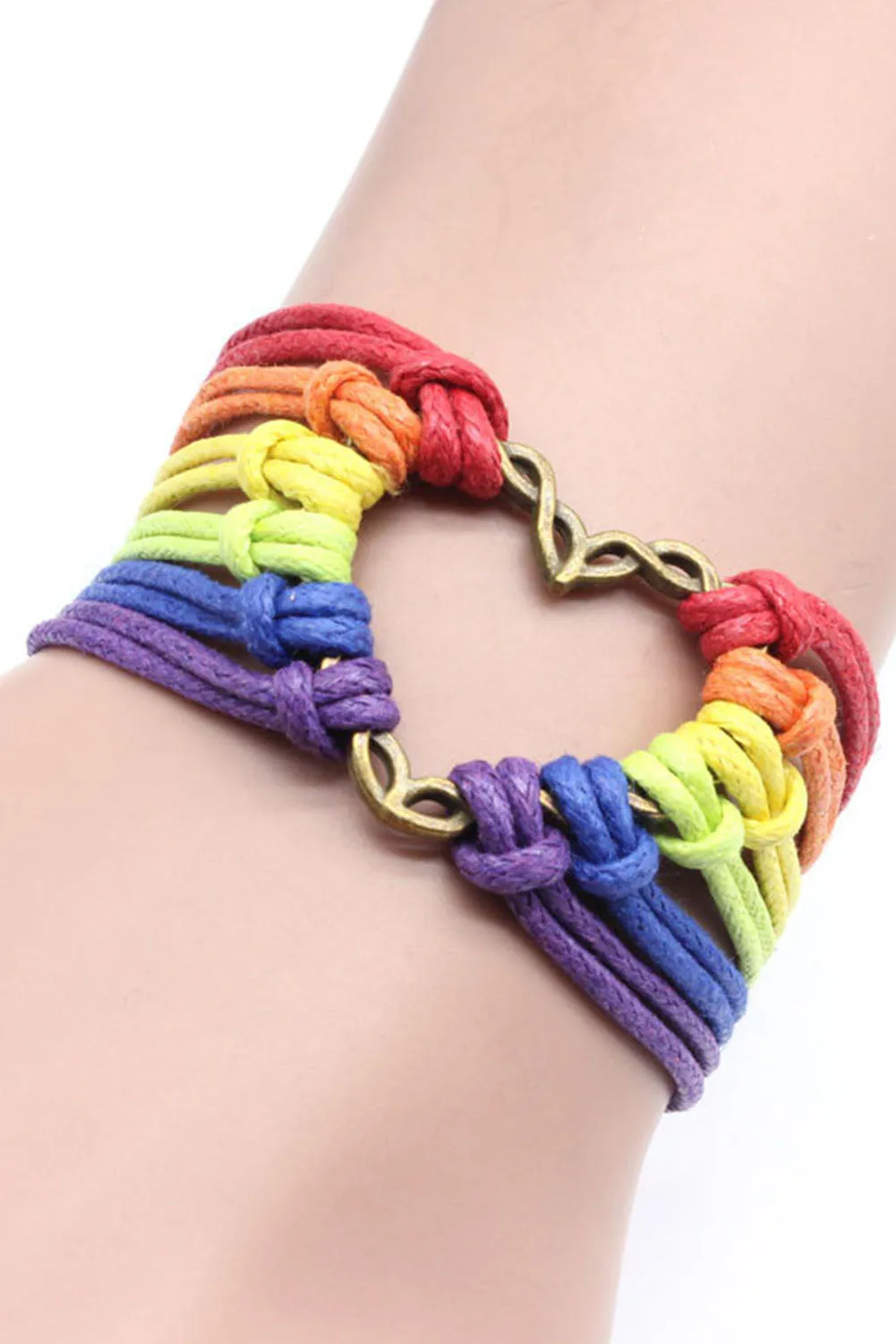 Love Shape Pride Bracelet Rainbow Wristband for Men Women