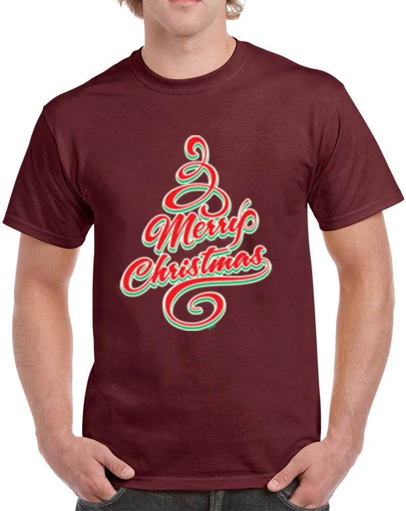 Merry Christmas Tree Heavy Cotton Classic Fit Round Neck Short Sleeve T-Shirts