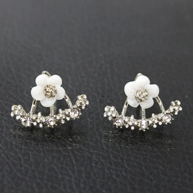 New Cute Small Daisy Flowers Stud Earrings For Women Korean Sweet crystal Flower Earring Girls Fashion Elegant Jewelry