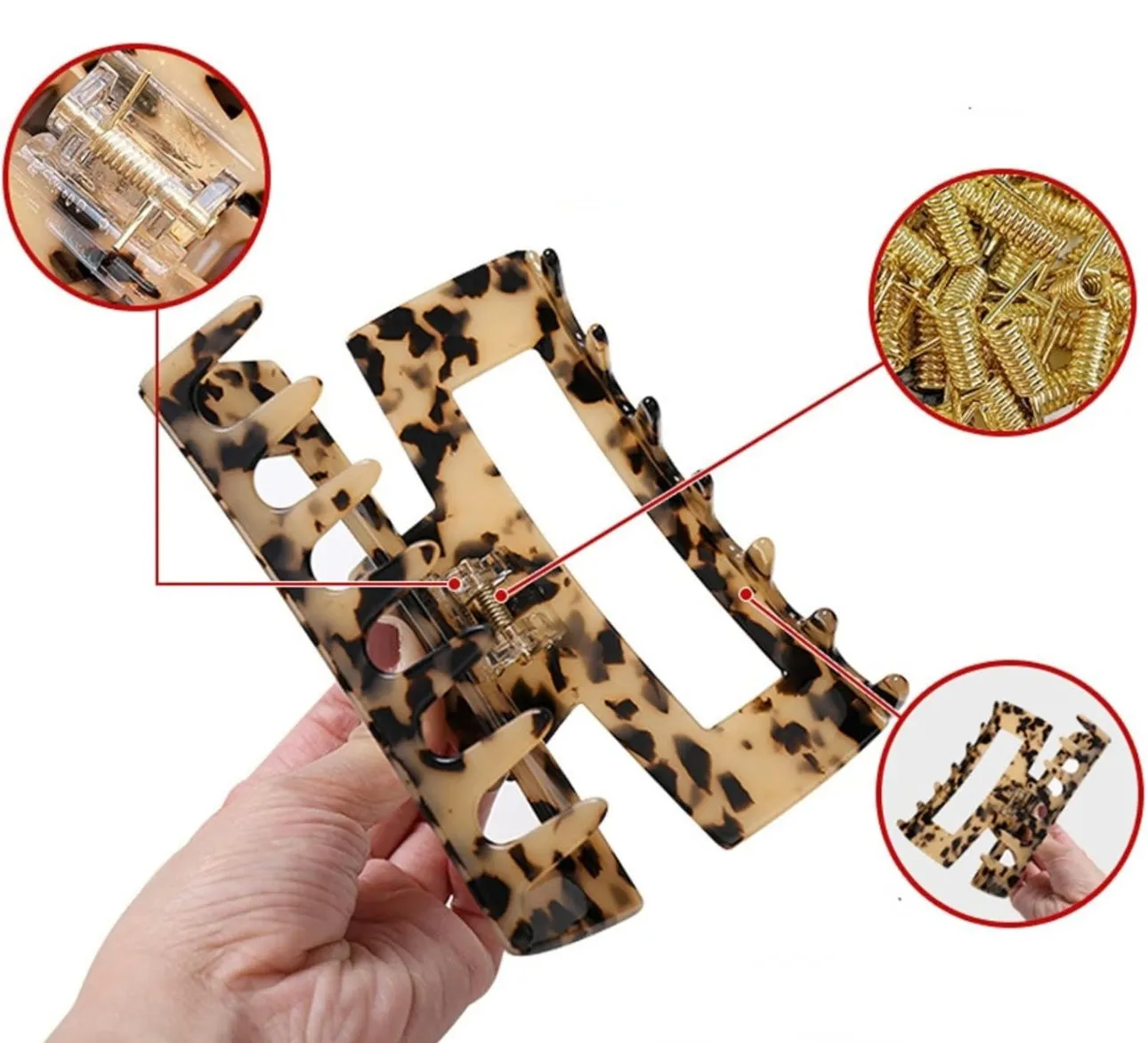 Non-Slip Tortoise Hair Jaw Clips, Leopard Stylish Hair Clamps,Strong Hold for Thick Thin Curly Hair Styling Accessories for Women Girls