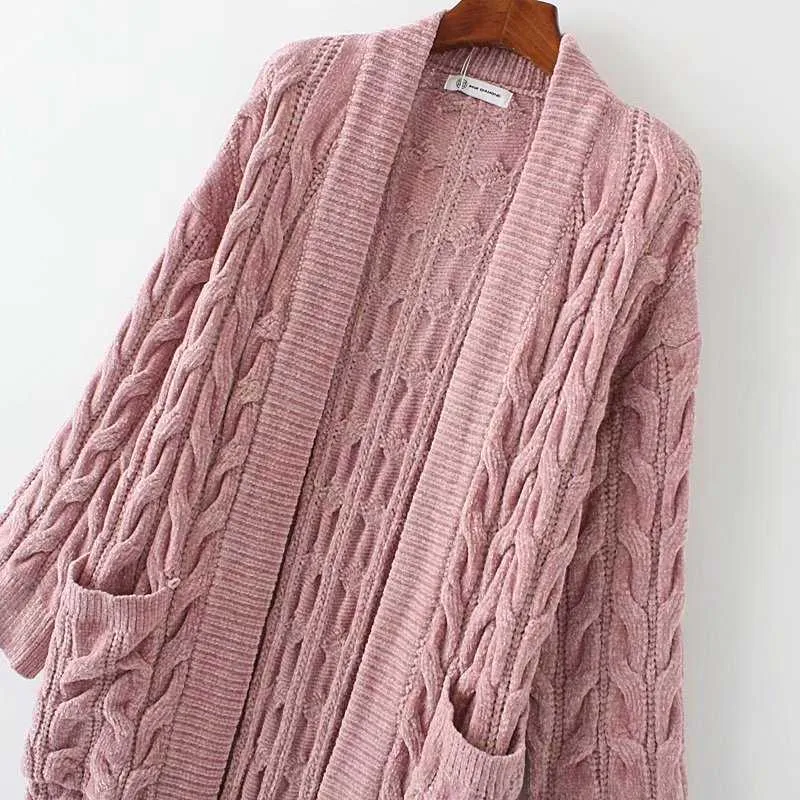 Oversized Boho French Braid Braided Knit Long Cardigan Sweaters For Women