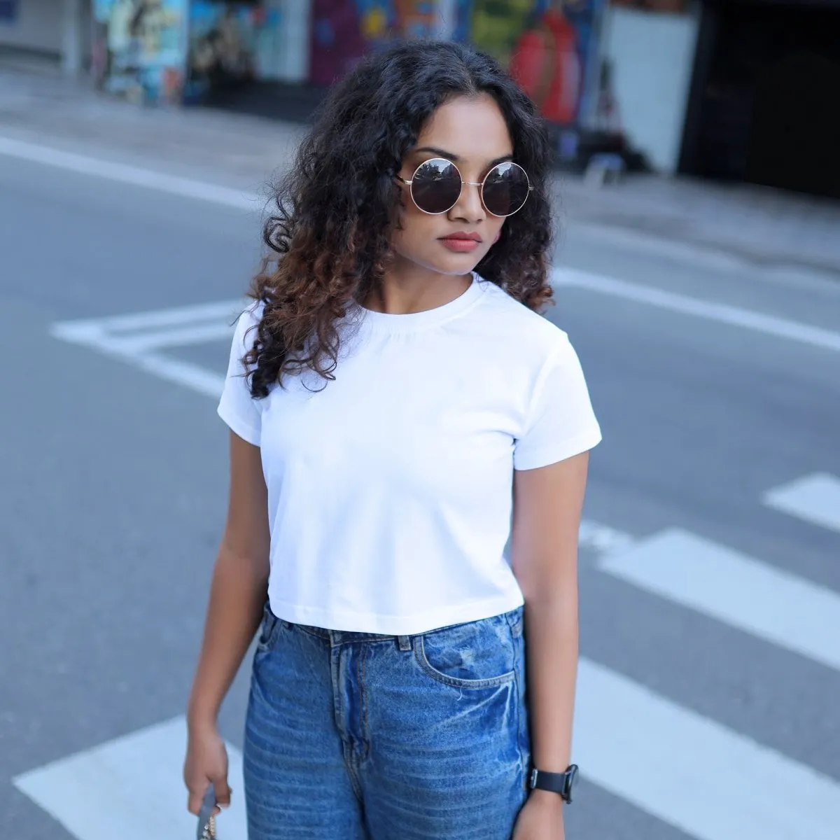 PEACEFUL WHITE CROP TOP FOR WOMEN - PLAIN