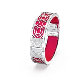 Peranakan Grace Bangle - Dragonfruit Pink - Sterling Silver