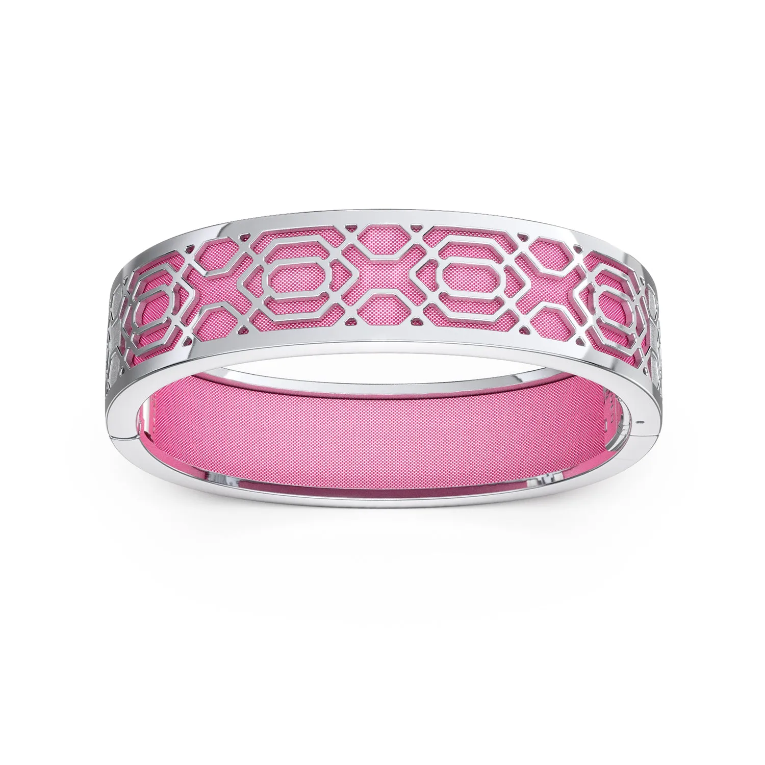 Peranakan Grace Bangle - Guava Pink - Sterling Silver