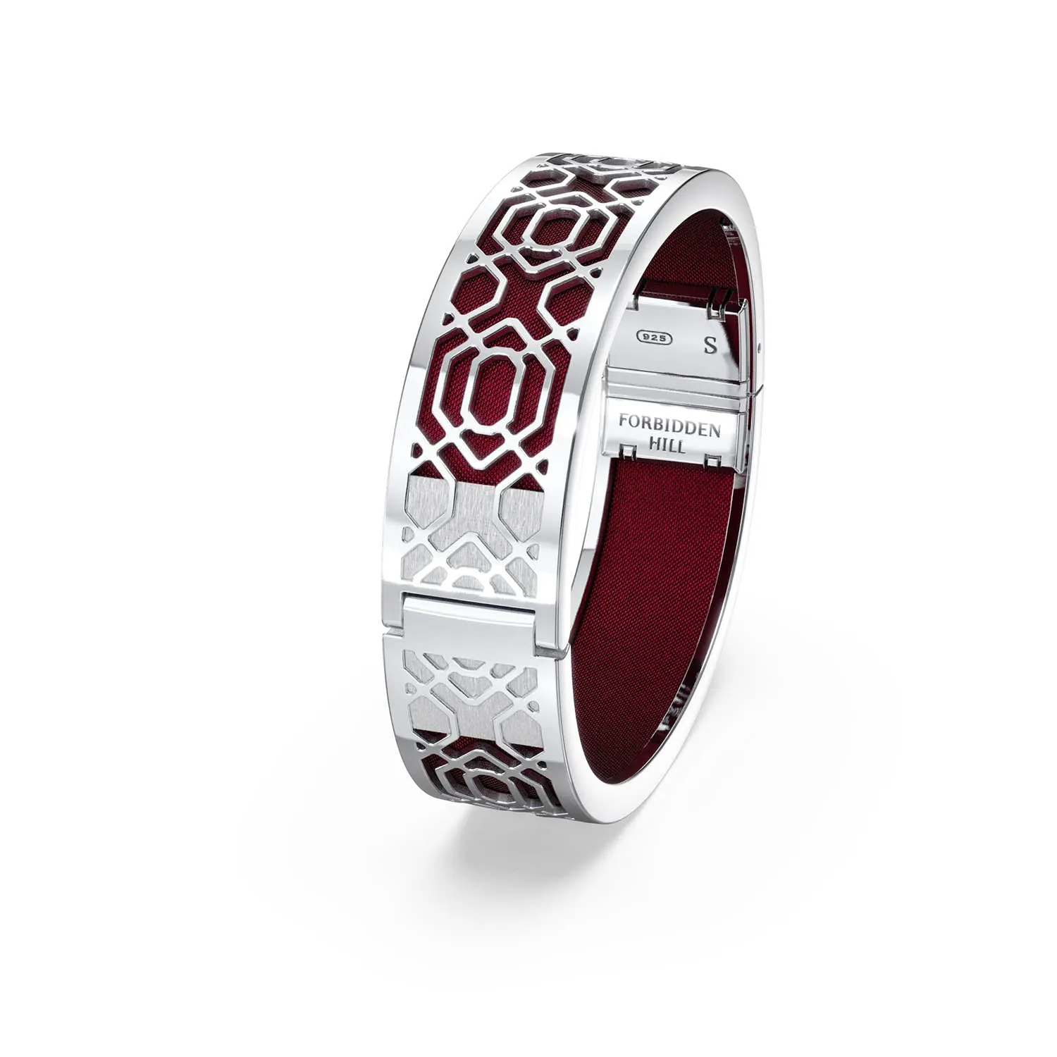 Peranakan Grace Bangle - Majestic Ruby - Sterling Silver