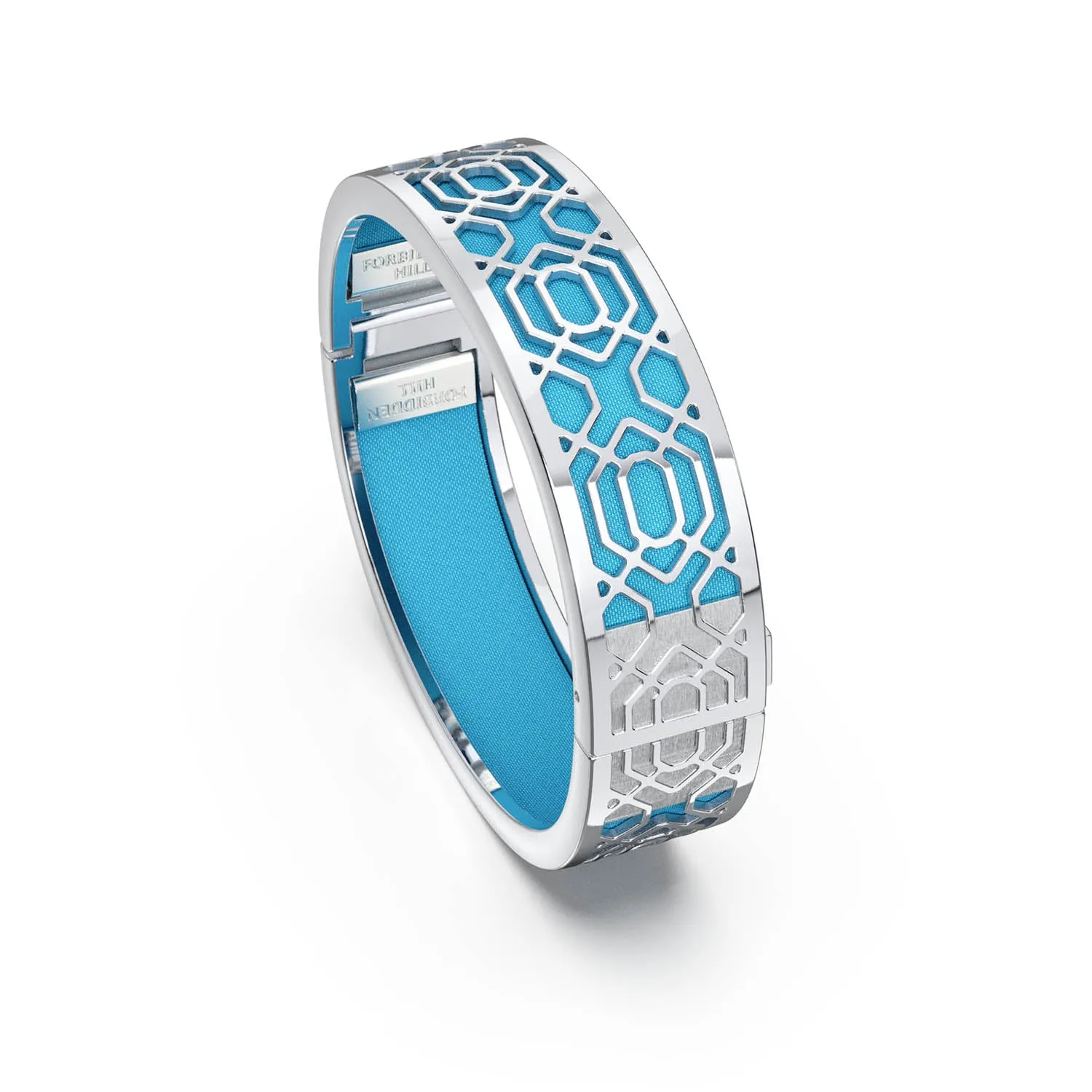 Peranakan Grace Bangle - Turquoise Blue - Sterling Silver