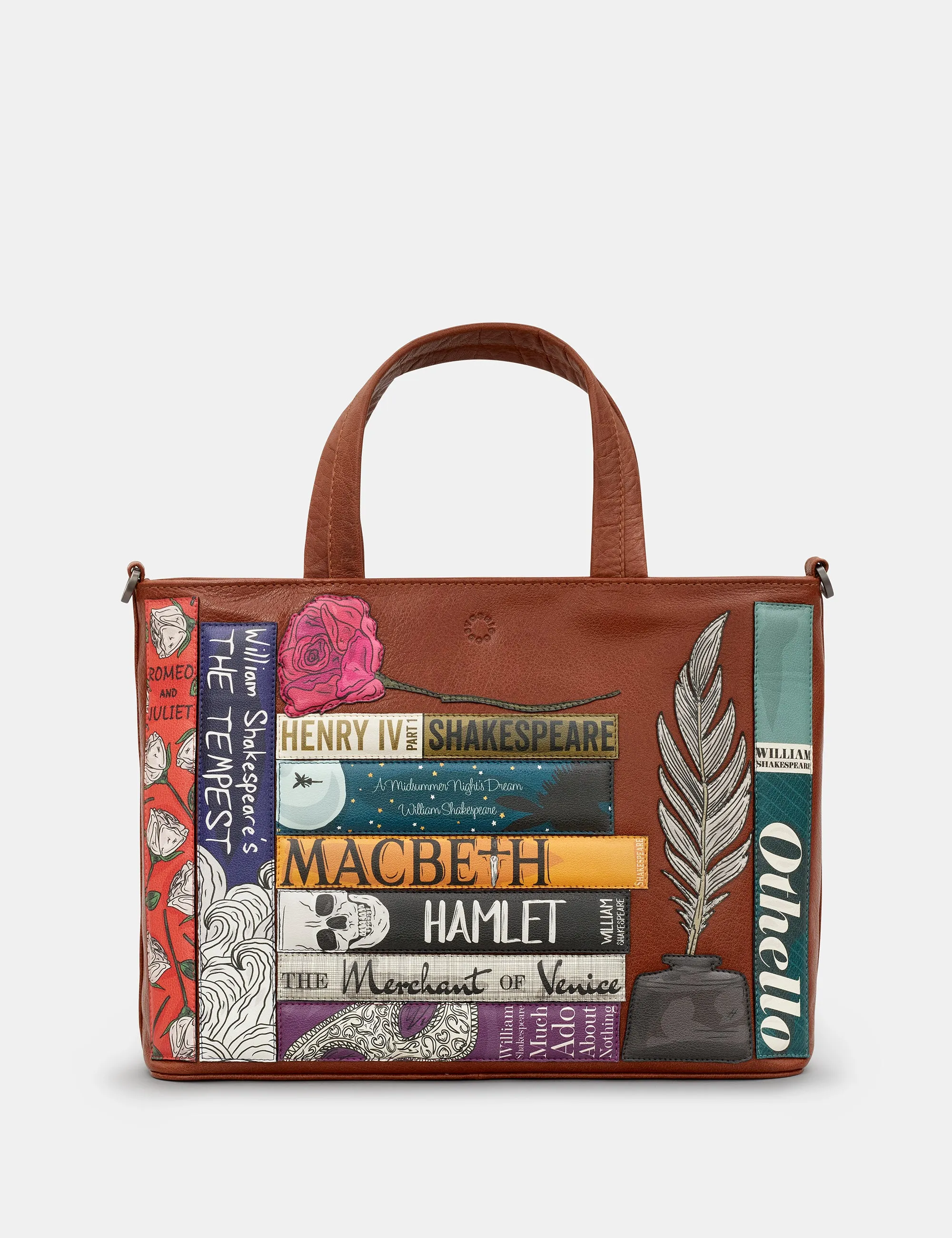 Shakespeare Bookworm Brown Leather Multiway Grab Bag