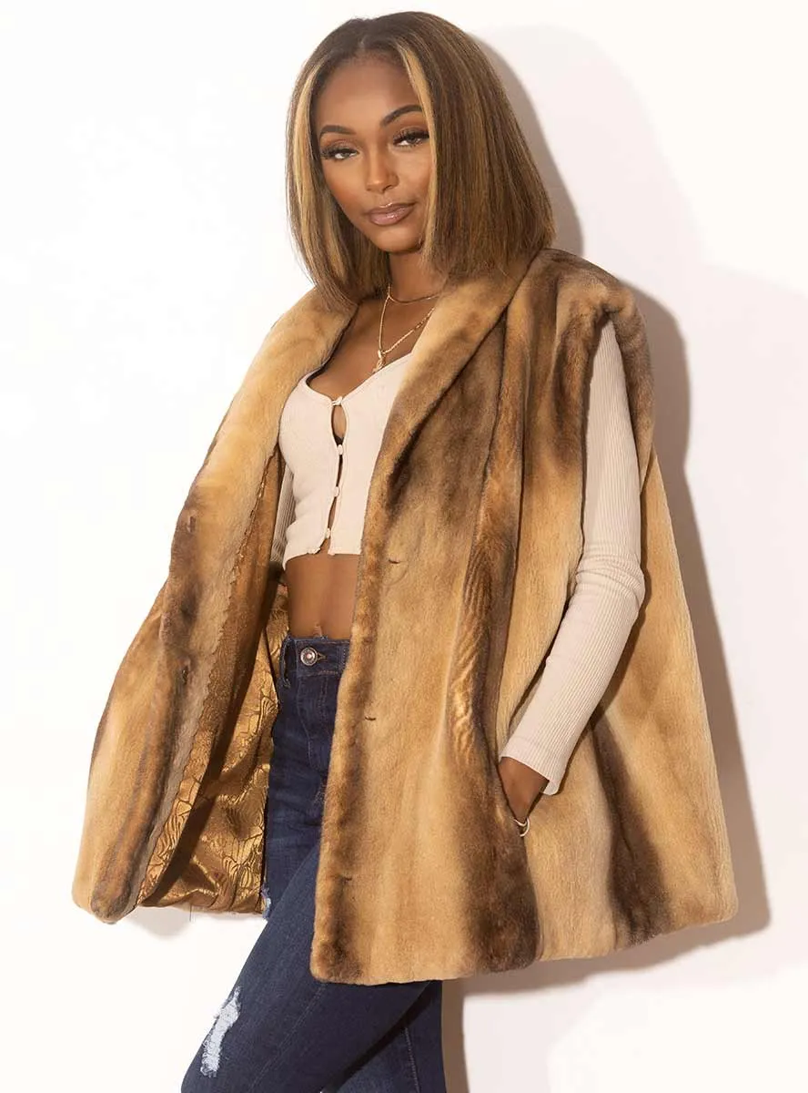 Sheared Mink Fur Vest with Shawl Collar