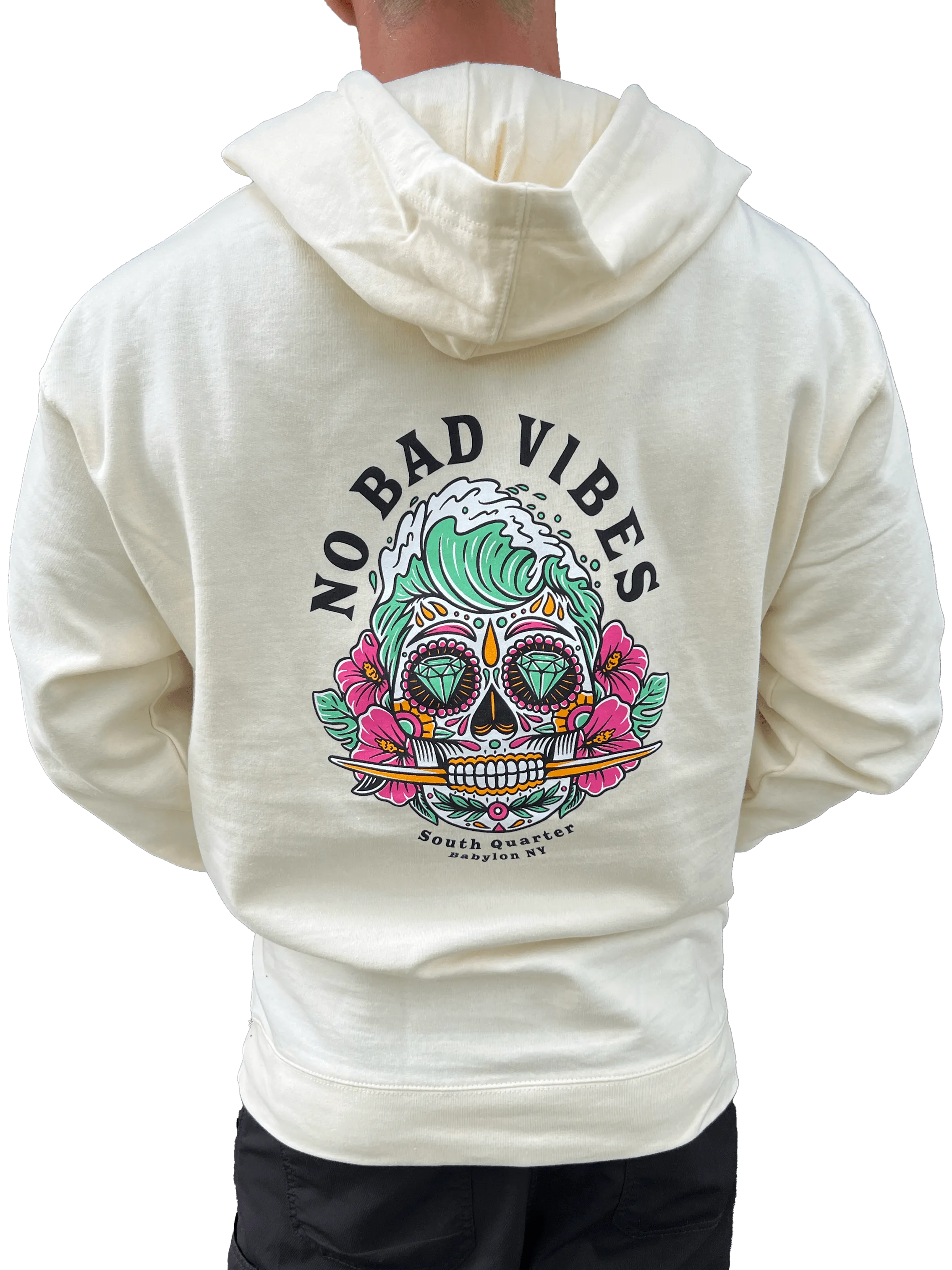 South Quarter No Bad Vibes Pullover Hoodie (Bone)