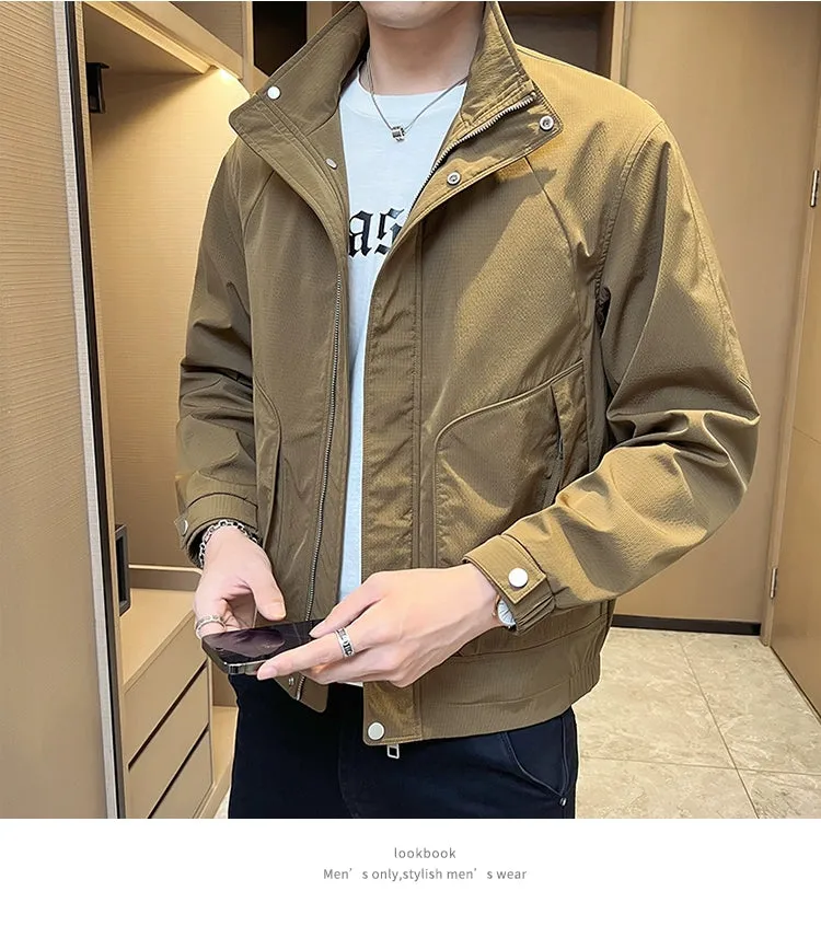 Stand Collar Casual Outerwear Men's Spring 2024 New Trendy Korean Style High Sense Casual All-matching Men's Cargo Jacket