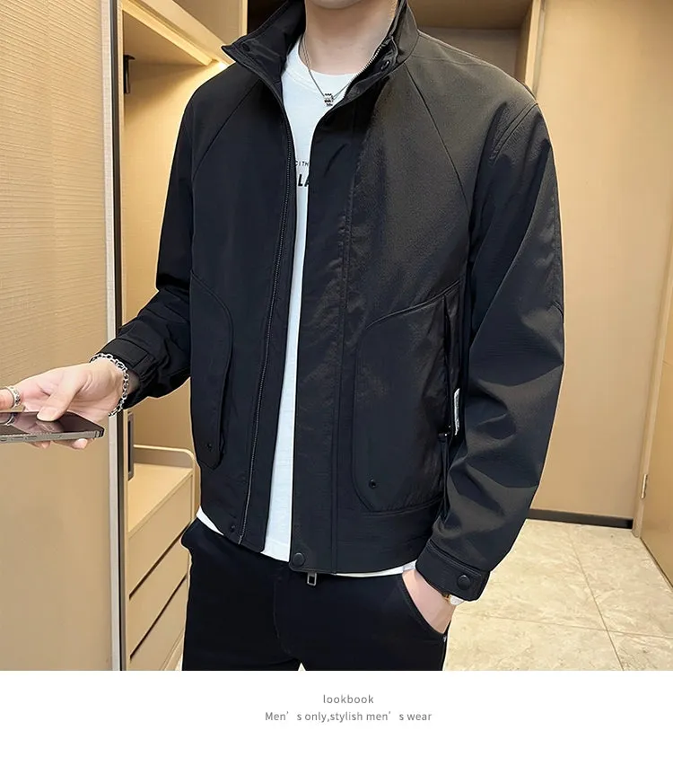 Stand Collar Casual Outerwear Men's Spring 2024 New Trendy Korean Style High Sense Casual All-matching Men's Cargo Jacket