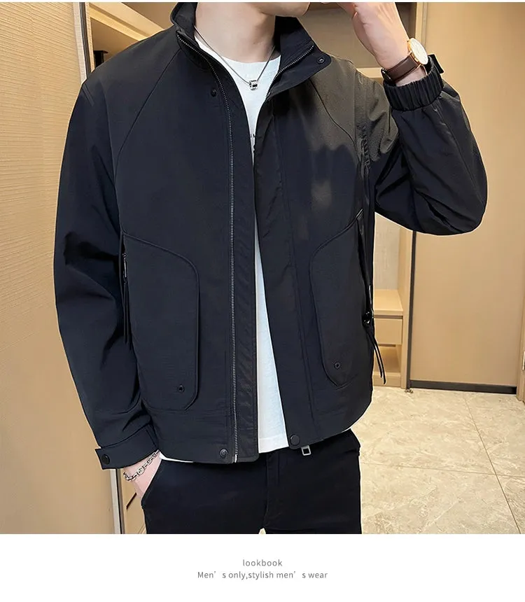 Stand Collar Casual Outerwear Men's Spring 2024 New Trendy Korean Style High Sense Casual All-matching Men's Cargo Jacket