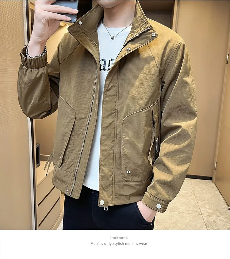 Stand Collar Casual Outerwear Men's Spring 2024 New Trendy Korean Style High Sense Casual All-matching Men's Cargo Jacket