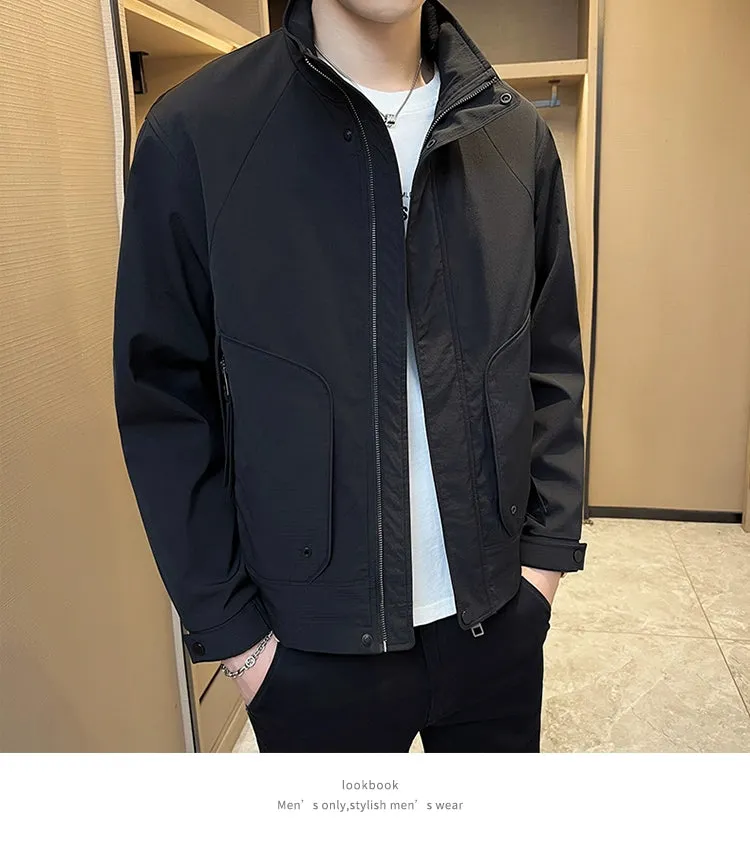 Stand Collar Casual Outerwear Men's Spring 2024 New Trendy Korean Style High Sense Casual All-matching Men's Cargo Jacket