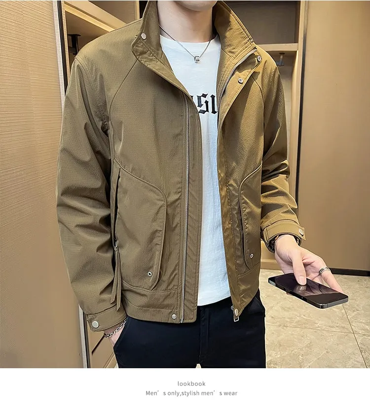 Stand Collar Casual Outerwear Men's Spring 2024 New Trendy Korean Style High Sense Casual All-matching Men's Cargo Jacket