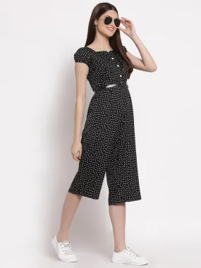 Style Quotient Black  White Printed Culotte Jumpsuit