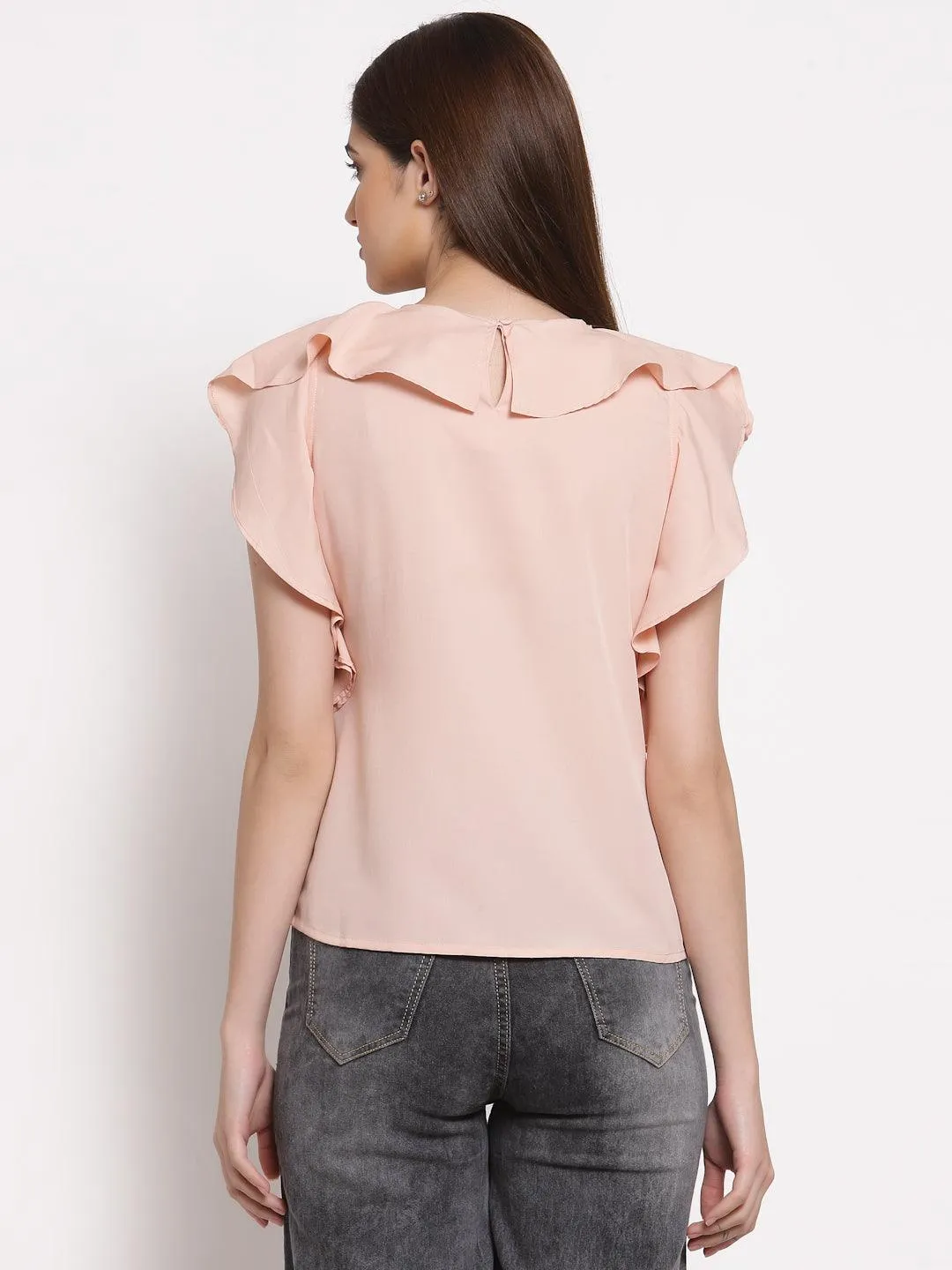 Style Quotient Nude-Coloured Crepe Regular Top