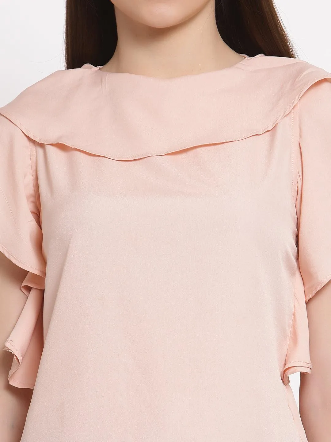 Style Quotient Nude-Coloured Crepe Regular Top