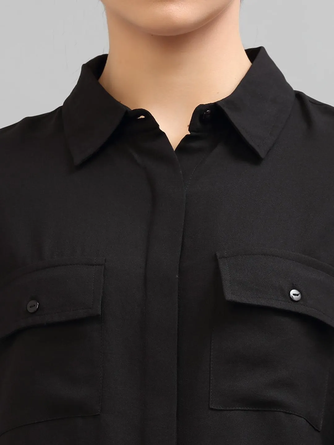 Style Quotient Women Black Formal Shirt