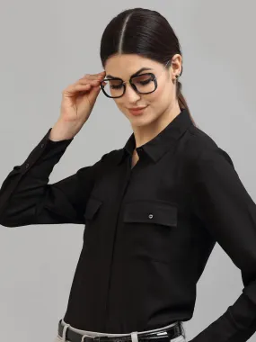 Style Quotient Women Black Formal Shirt