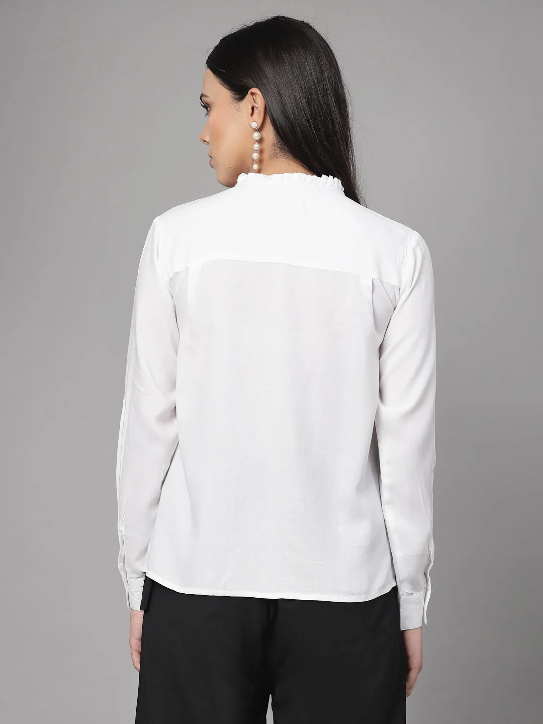 Style Quotient Women Black Polyester Cutout Smart Casual Shirt