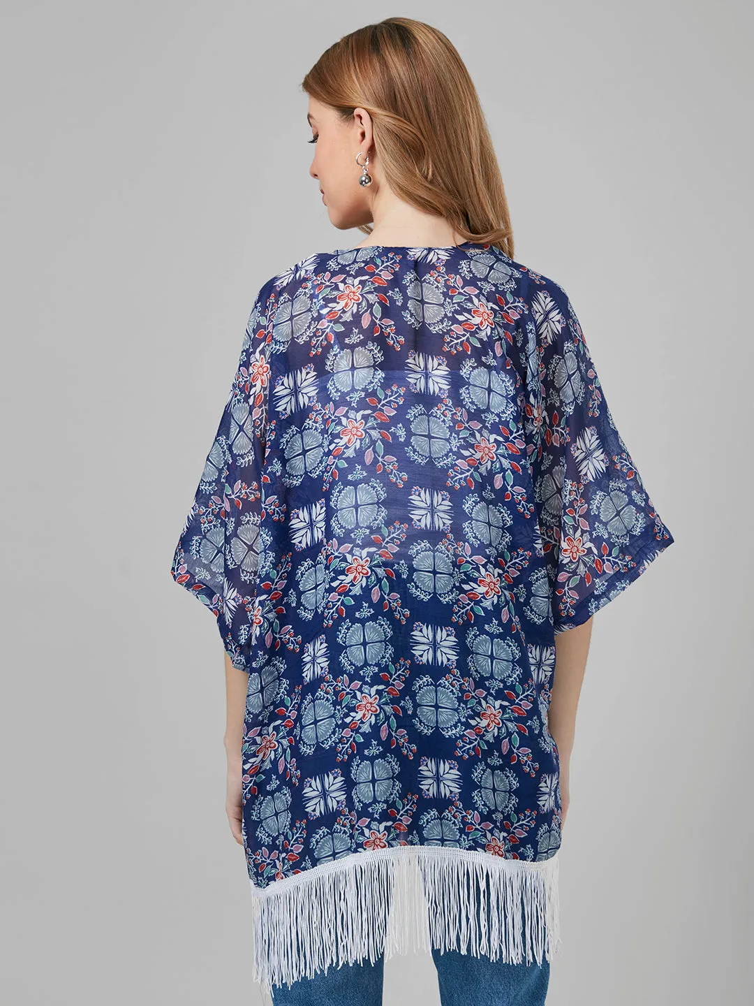 Style Quotient Women Blue Printed Shrug