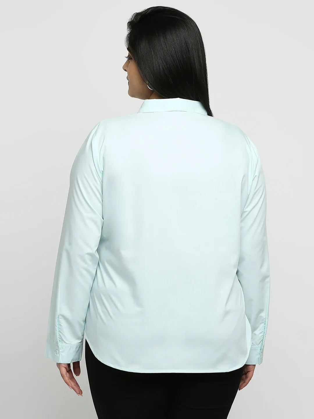 Style Quotient Women Blue Solid Plus Size Shirts