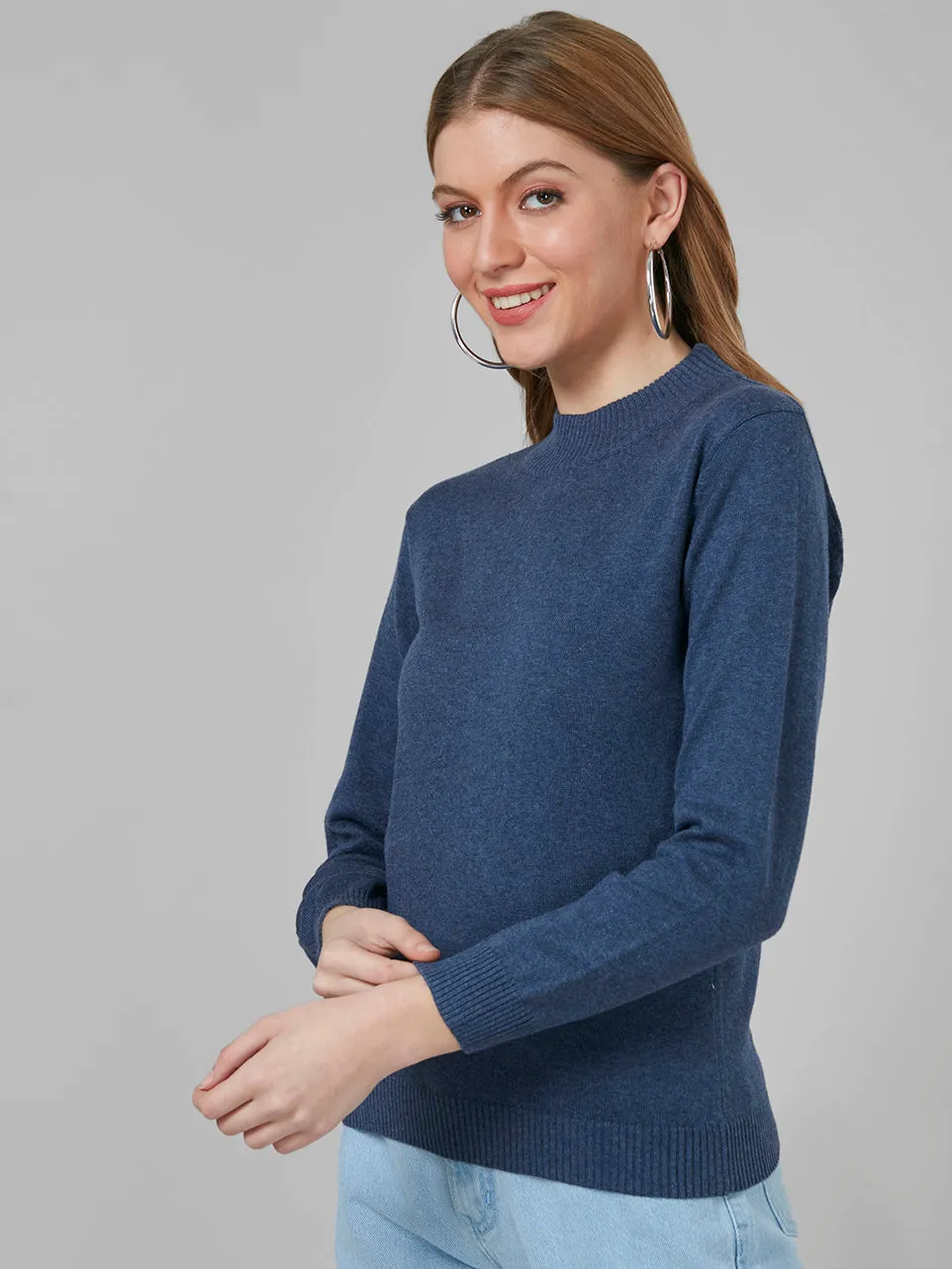 Style Quotient Women Blue Solid Sweatshirts