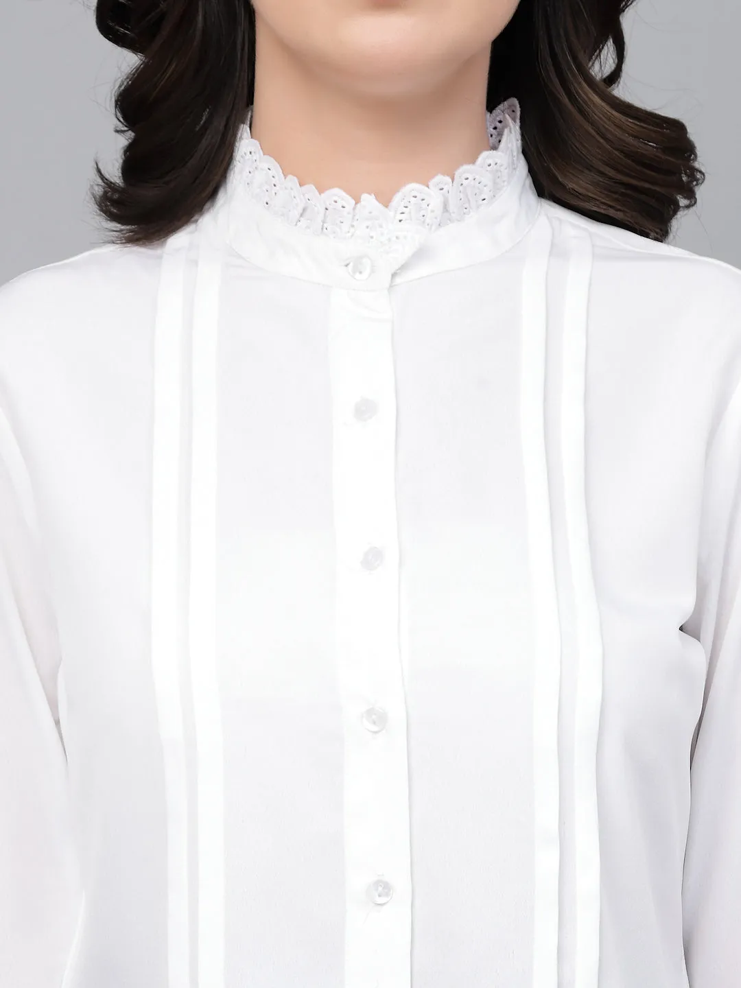 Style Quotient Women formal white pleated shirt