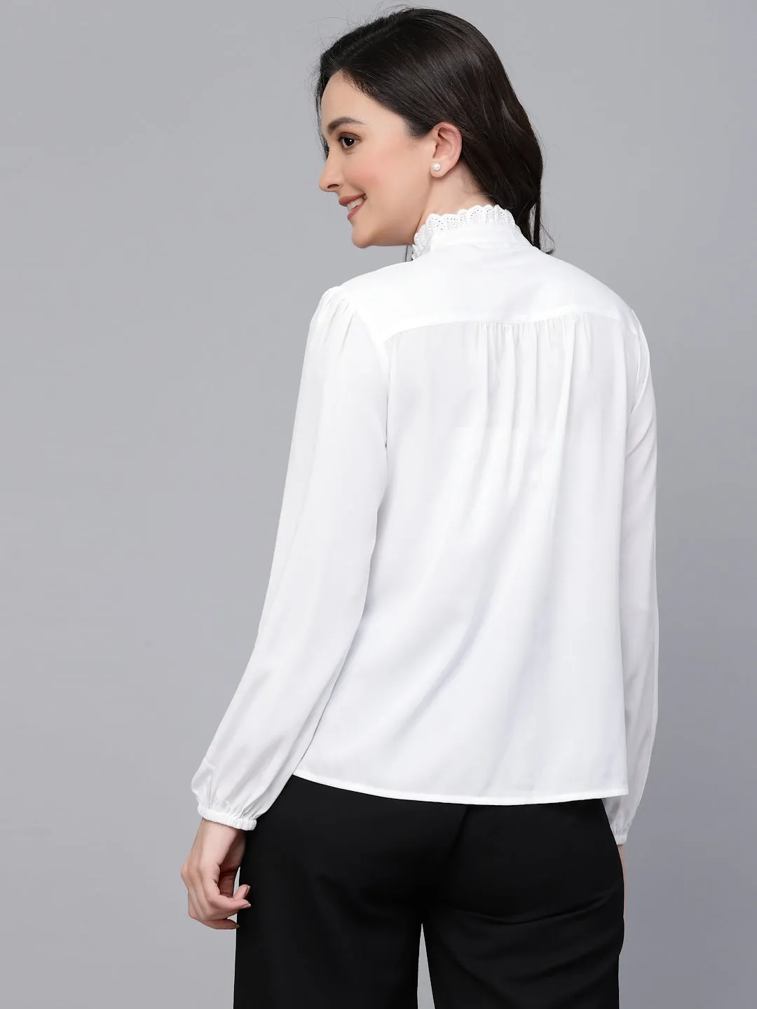 Style Quotient Women formal white pleated shirt