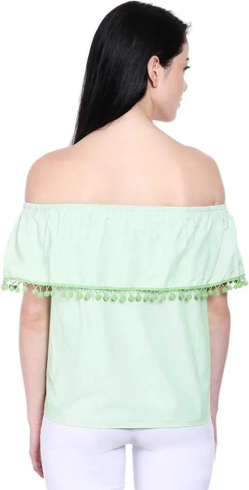 Style Quotient Women Green RoundNeck Geometric Print Fashion Tops