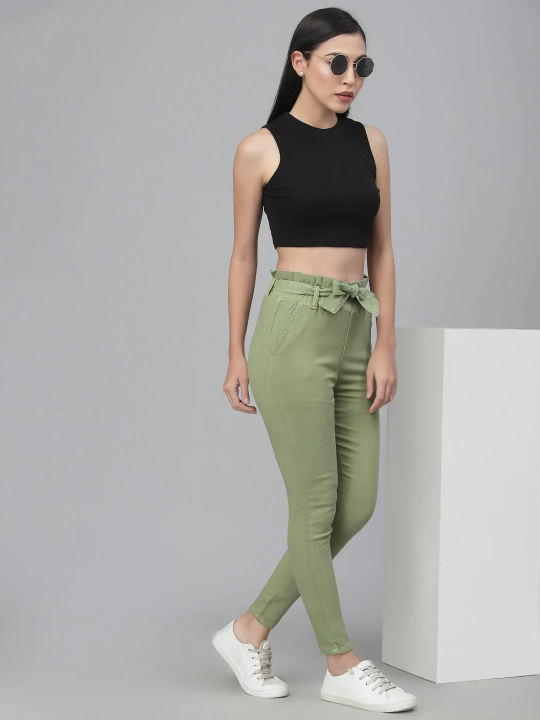 Style Quotient Women Green Slim Fit Trousers