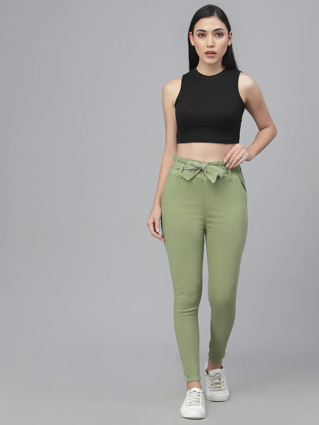 Style Quotient Women Green Slim Fit Trousers