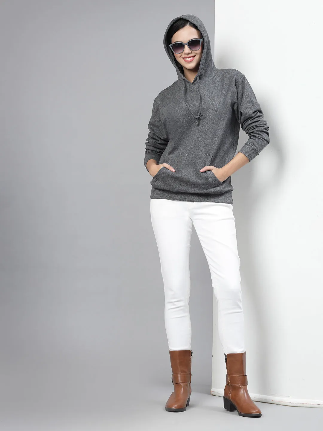 Style Quotient women grey hooded oversized sweatshirt