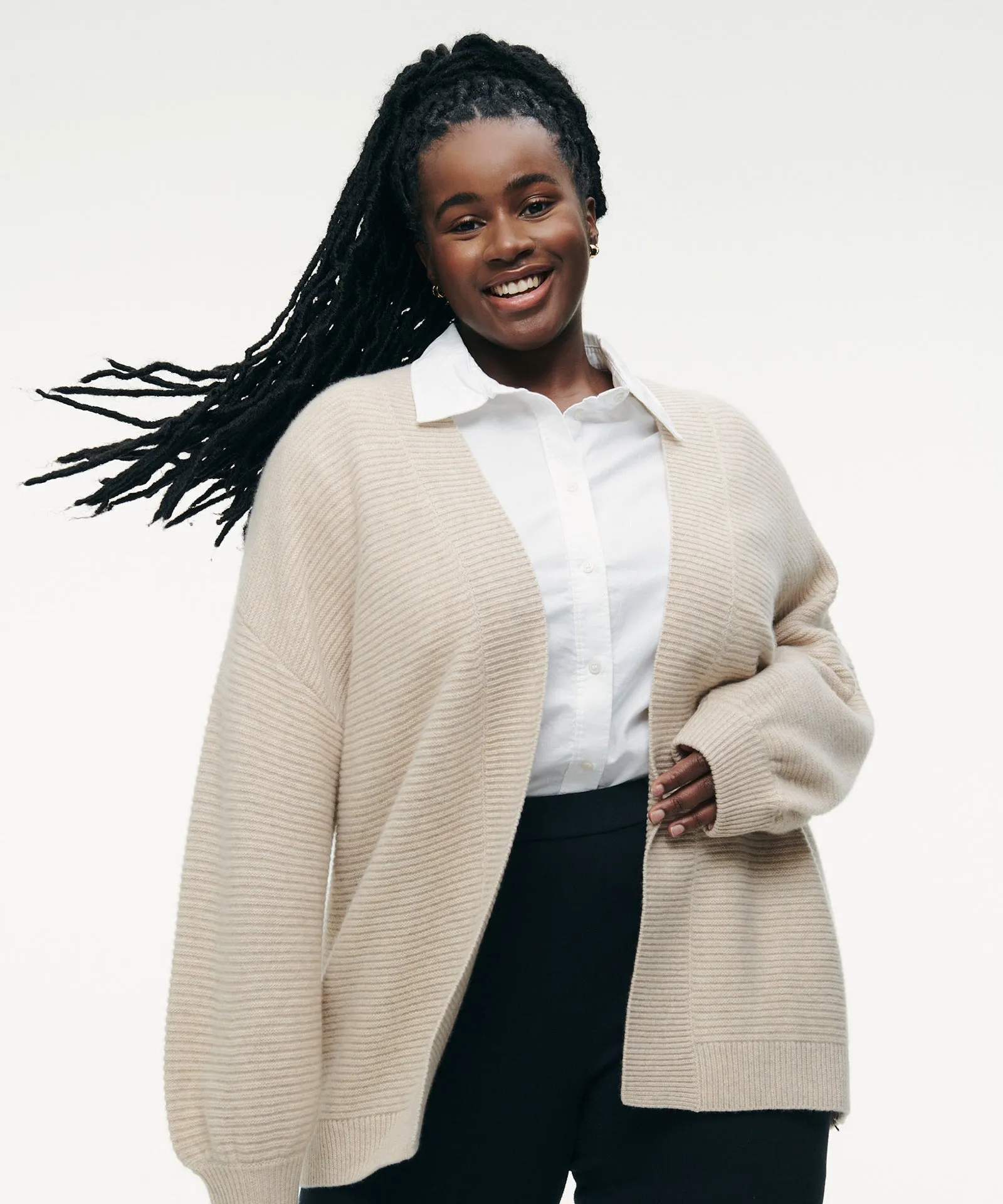 Textured Cashmere Throw Cardigan