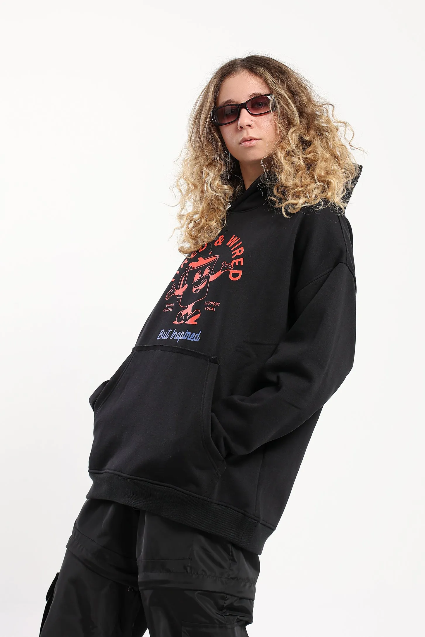 TIRED & WIRED HOODIE - BLACK