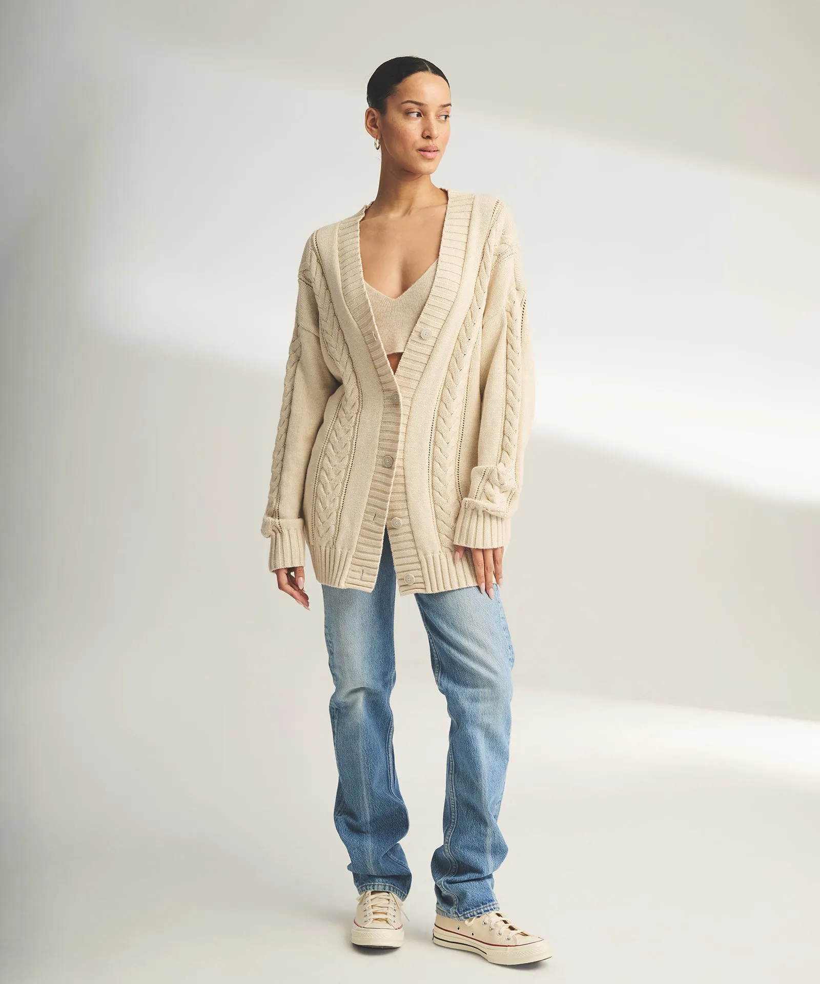 Varsity Cable Knit Cardigan