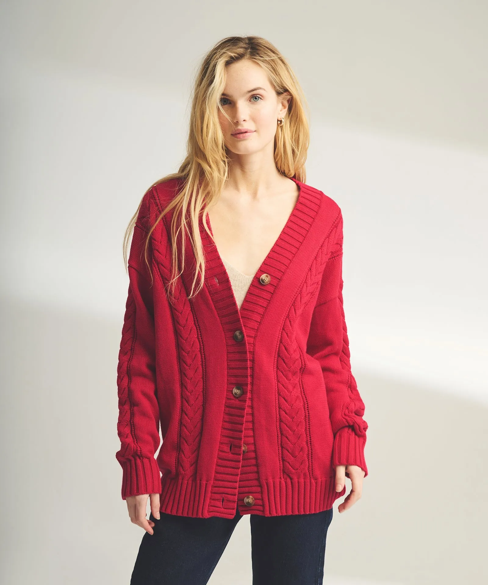 Varsity Cable Knit Cardigan