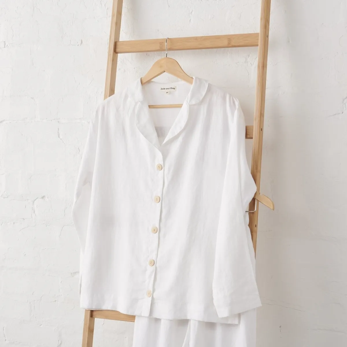 White Linen Pyjama Set - Classic Style