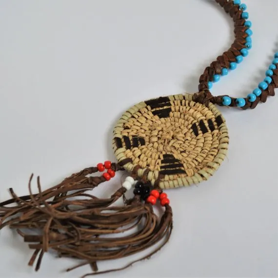 Woman leather necklace, Ethnic necklace, African style jewelry